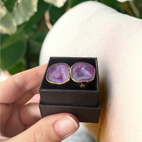 Purple Geode Quartz Cufflinks - Picture 2 of 3